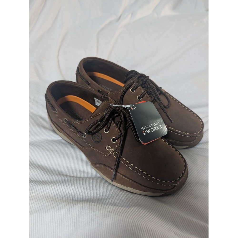 Rockport Works Sailing Club Mens Steel Toe Boat Shoes Brown RK6736 Size 10W